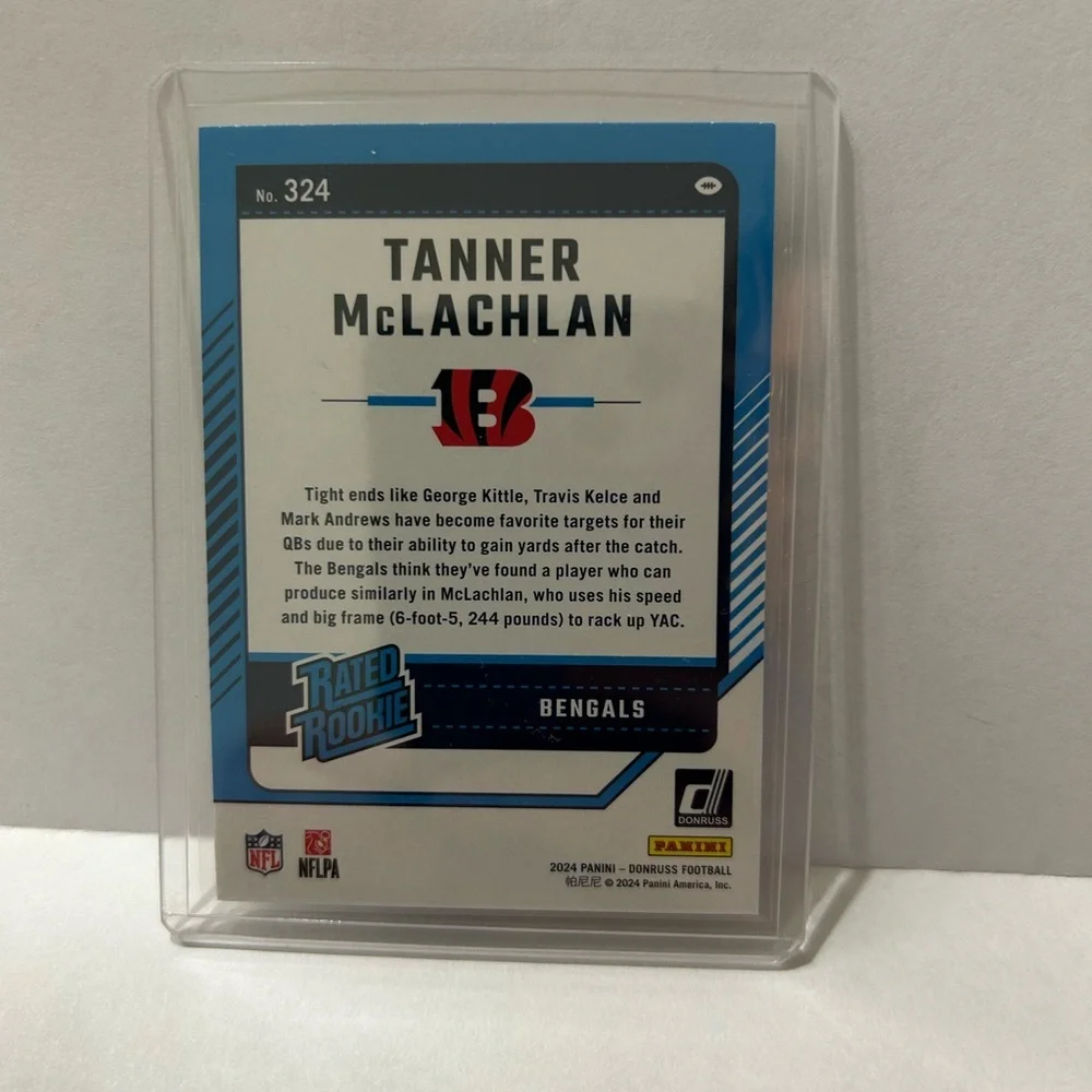 Donruss Rated Rookie Football Card 2024 Tanner McLaughlan #324